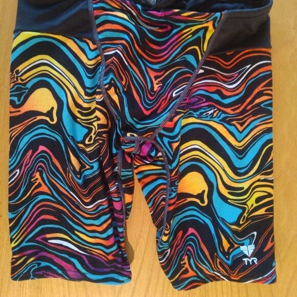 Vintage Tyr Psychedelic Swirl Spandex Workout Shorts Athletic - Picture 2 of 4